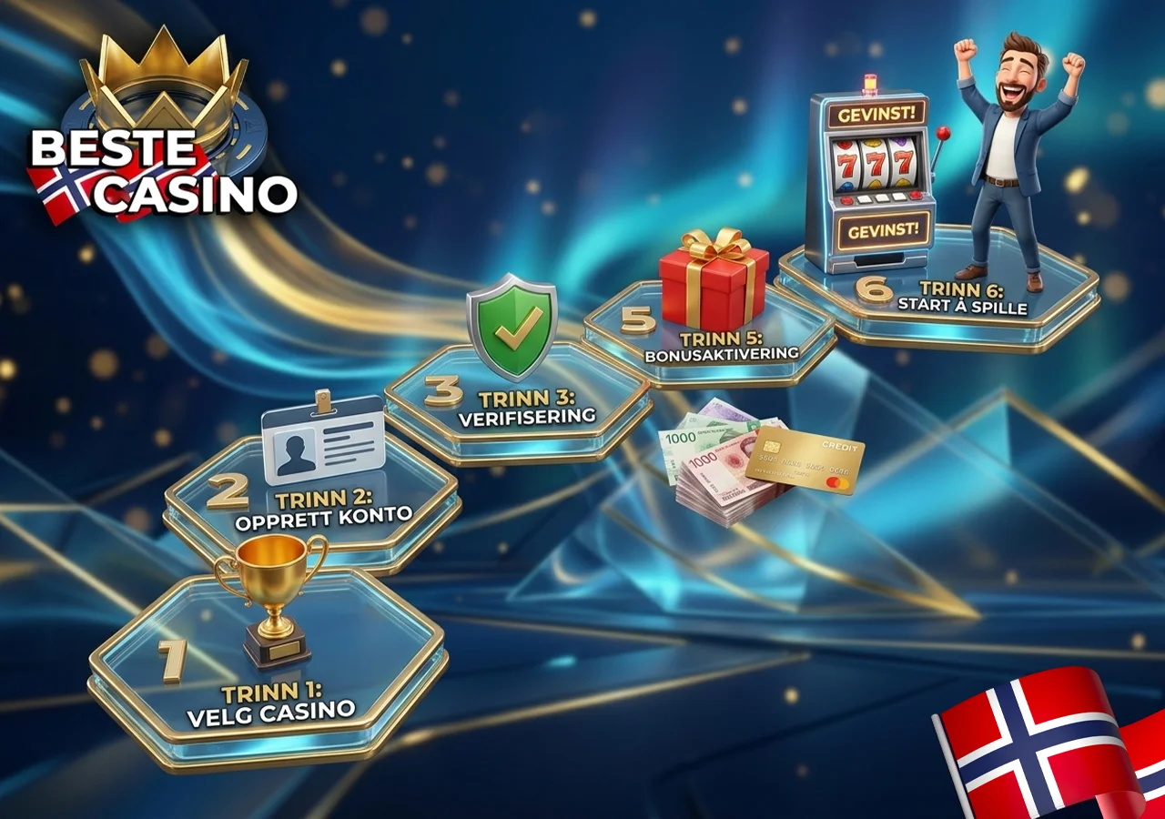 Guide for hvordan man starter Ä spille pÄ online casino steg for steg.